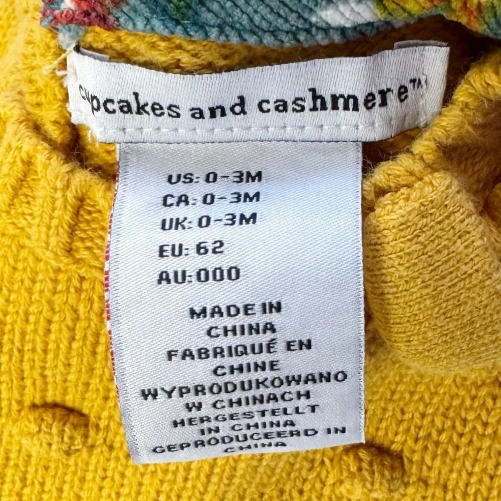 Cupcakes and Cashmere Mustard and Green Floral Lined Sweater Dress 0-3 Months